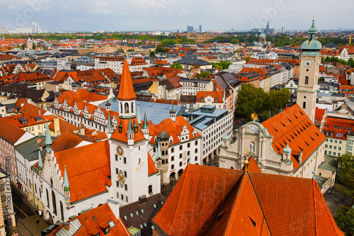 Wallpaper Mural MUNICH, GERMANY - MAY 5, 2019: The top of view from the tower on central old square Marienplatz of Munich. Torontodigital.ca