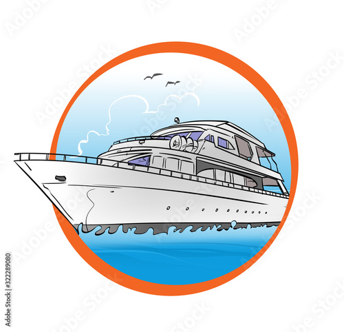 Wallpaper Mural Ship  Isolated on white background in red circle. Torontodigital.ca