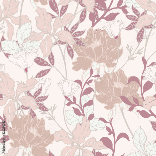 Beautiful seamless floral pattern background.