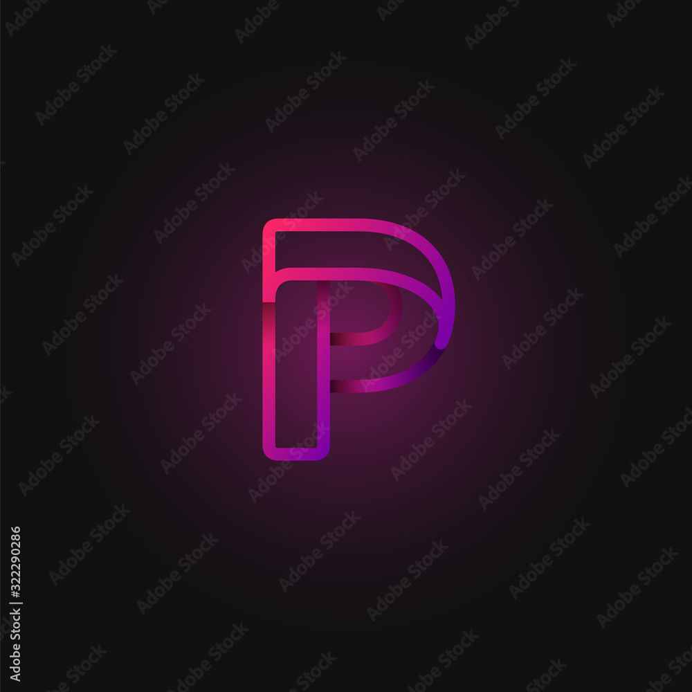 Pink folded line character from a fontset, vector illustration Pink folded line character from a fontset, vector illustration