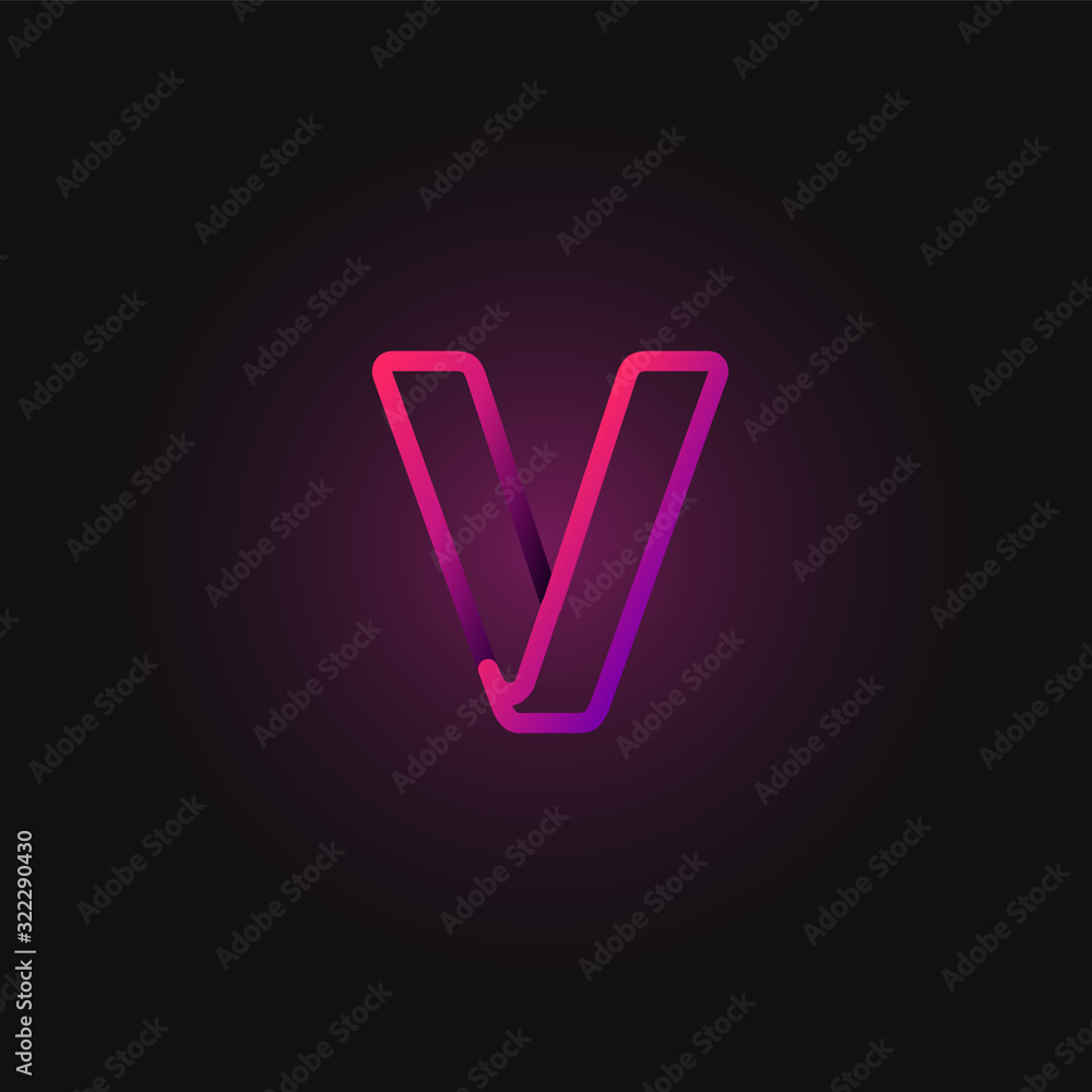 Pink folded line character from a fontset, vector illustration Pink folded line character from a fontset, vector illustration