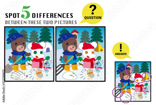 Spot five differences（間違い探し）