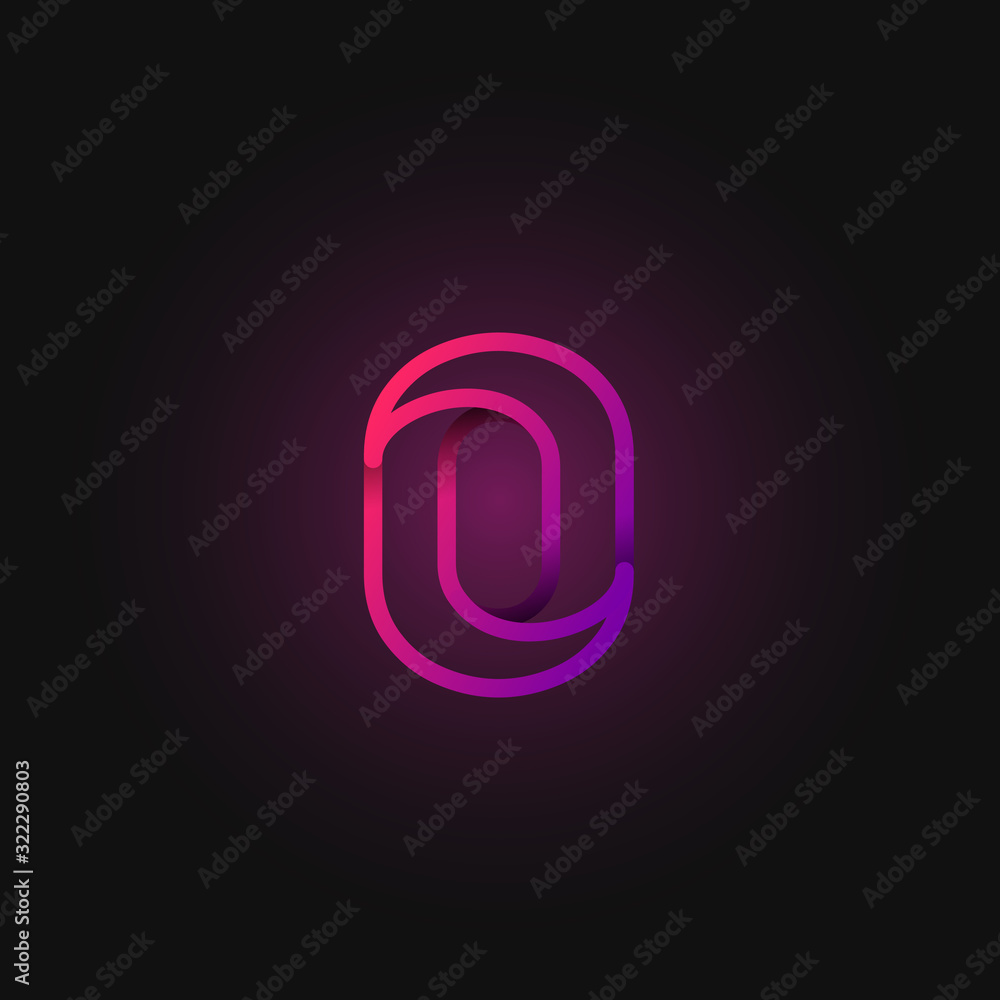 Pink folded line character from a fontset, vector illustration Pink folded line character from a fontset, vector illustration