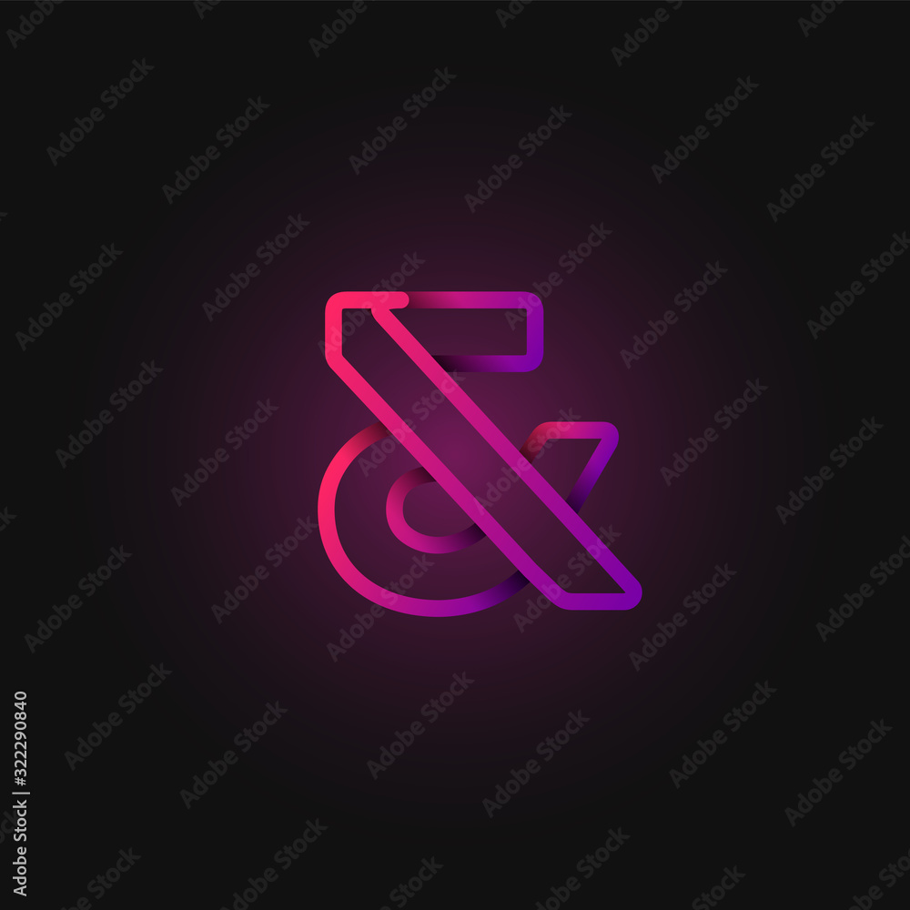 Pink folded line character from a fontset, vector illustration Pink folded line character from a fontset, vector illustration