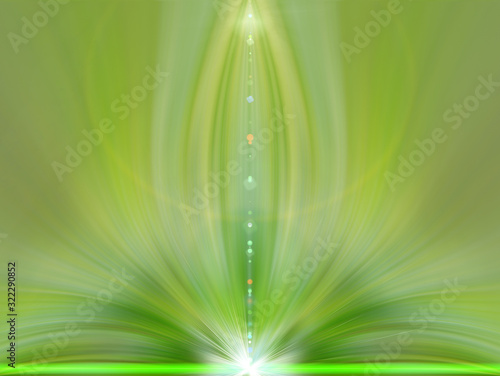 Abstract fantasy flower. Green background for text. Spiritual - concept. photo