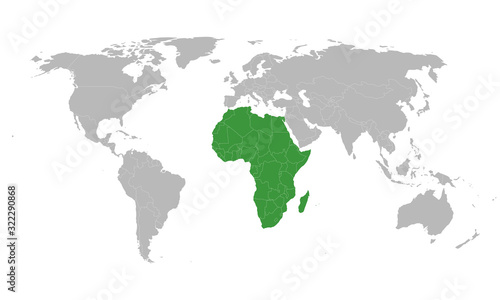 African union member states highlighted on world map. Perfect for Business concepts  backgrounds  backdrop  banner  charts  label  sticker and wallpapers.