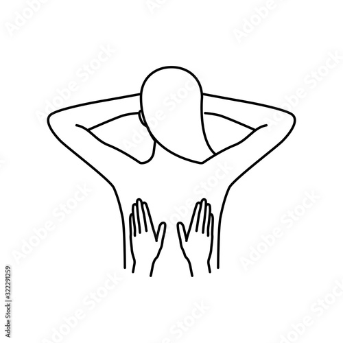 Back massage vector icons set outline style