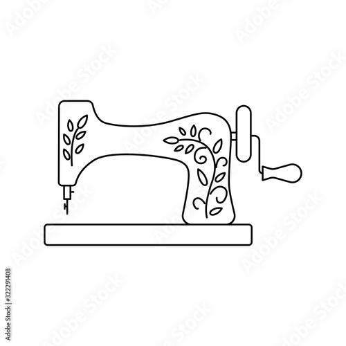 Old sewing machine vector icon line style