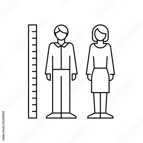 Human height measurement vector icon line style