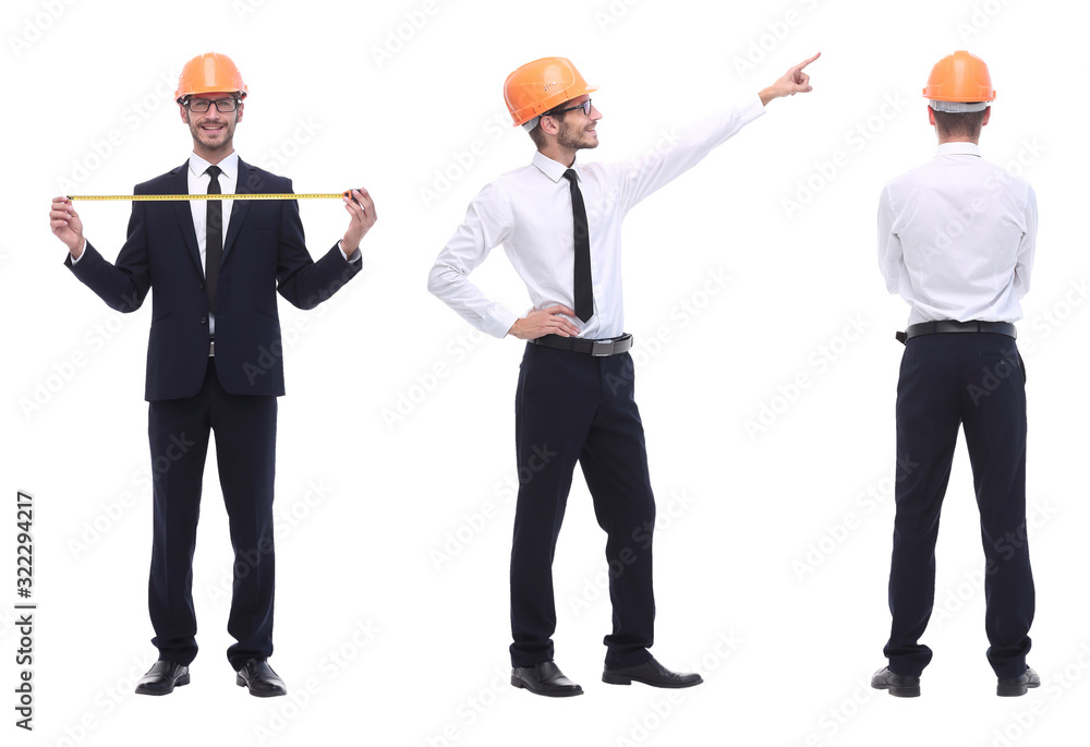 in full growth .qualified engineer architect isolated on white in full growth .qualified engineer architect isolated on white