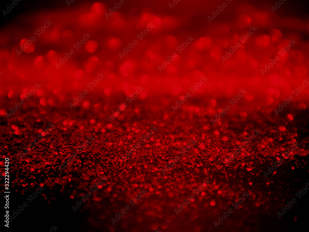 Red glitter christmas lights background.wallpaper blurred. Stock Photo