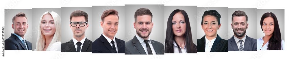 panoramic collage of portraits of young entrepreneurs. panoramic collage of portraits of young entrepreneurs.