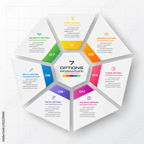 Vector heptagon element for infographic,Business concept with 7 options. photo