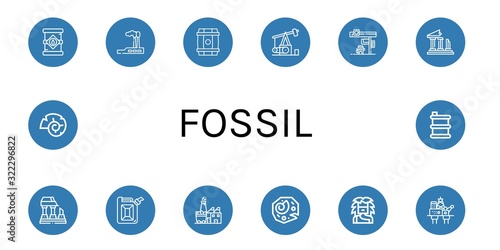 fossil simple icons set