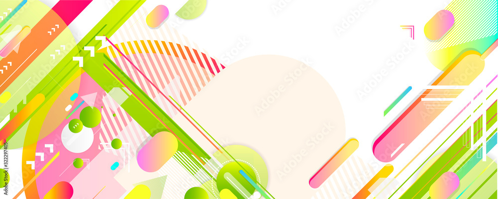 Green and yellow lines and points white background. Banner summer ecology poster triangle vector futuristic