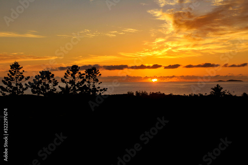 Vivid sunset over the sea at Yeppoon, Queensland, Australia