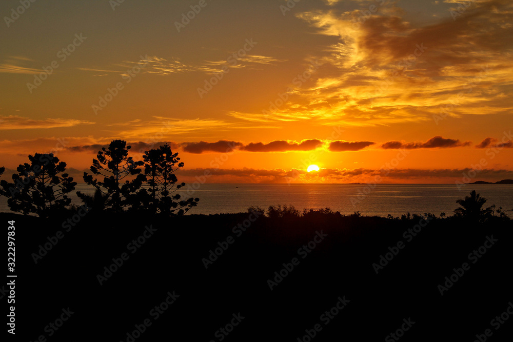 Vivid sunset over the sea at Yeppoon, Queensland, Australia