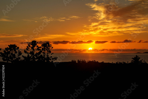 Vivid sunset over the sea at Yeppoon  Queensland  Australia