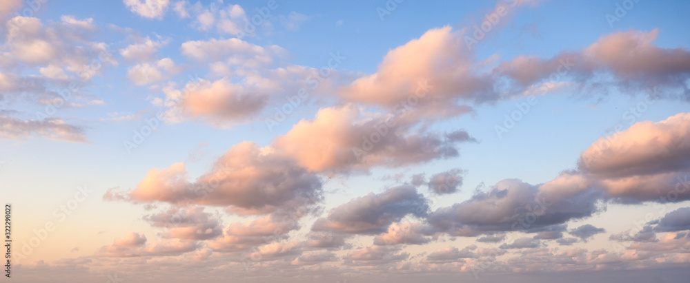 Colorful clouds in the blue sky at evening