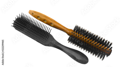 Barber combs on a white background