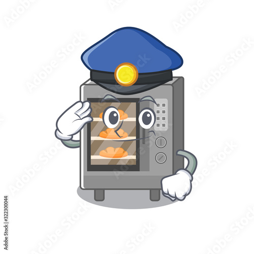 A manly oven cake Cartoon concept working as a Police officer