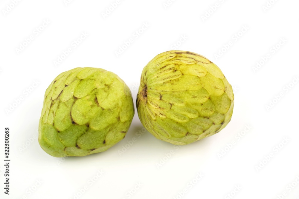 Fototapeta premium Cherimoya fruits isolated on white background. 