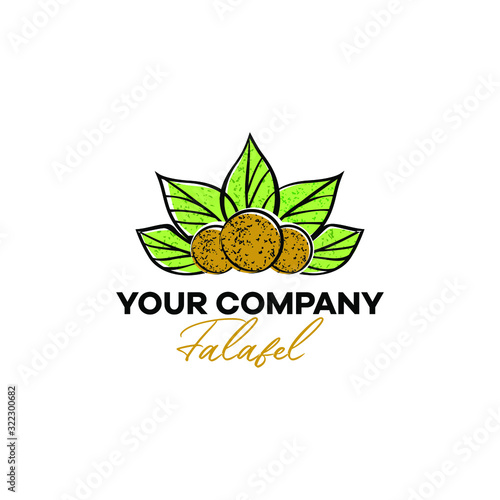 Falafel logo green leaves appetite vegetarian for a restaurant or cafe