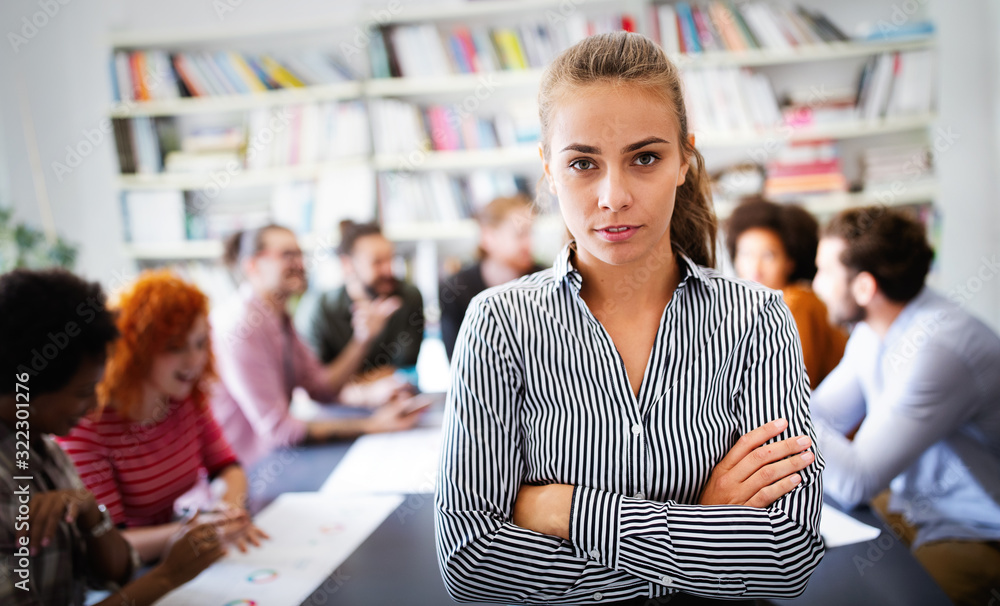 Collaboration and analysis by business people working in office