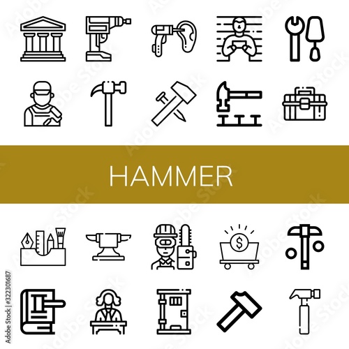 Set of hammer icons
