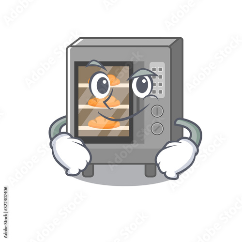 Cool oven cake mascot character with Smirking face