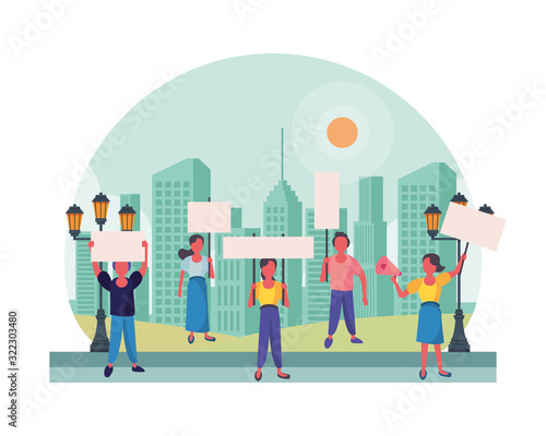 activists people with protest banners