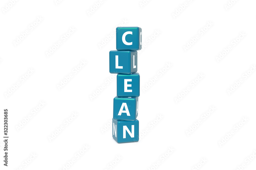 3D Rendering Clean Text on Blue Square Boxes 3D Rendering Clean Text on Blue Square Boxes