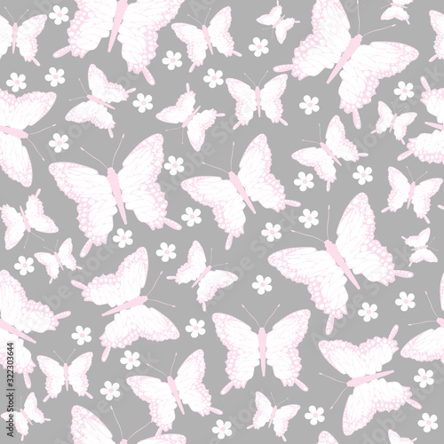 Seamless pattern with butterflies and flowers