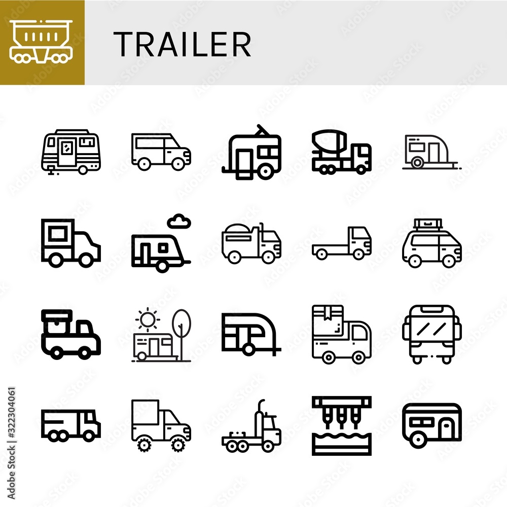 trailer simple icons set