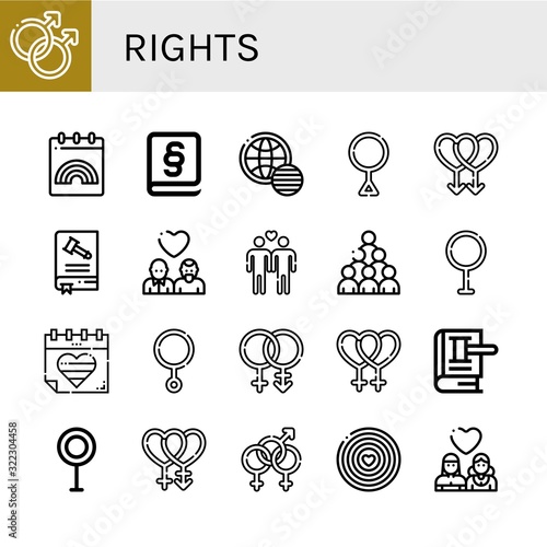 rights simple icons set