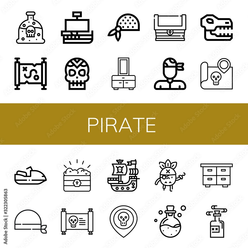 pirate simple icons set
