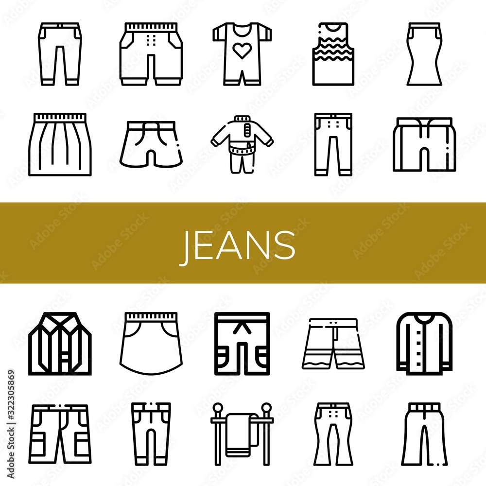 jeans icon set