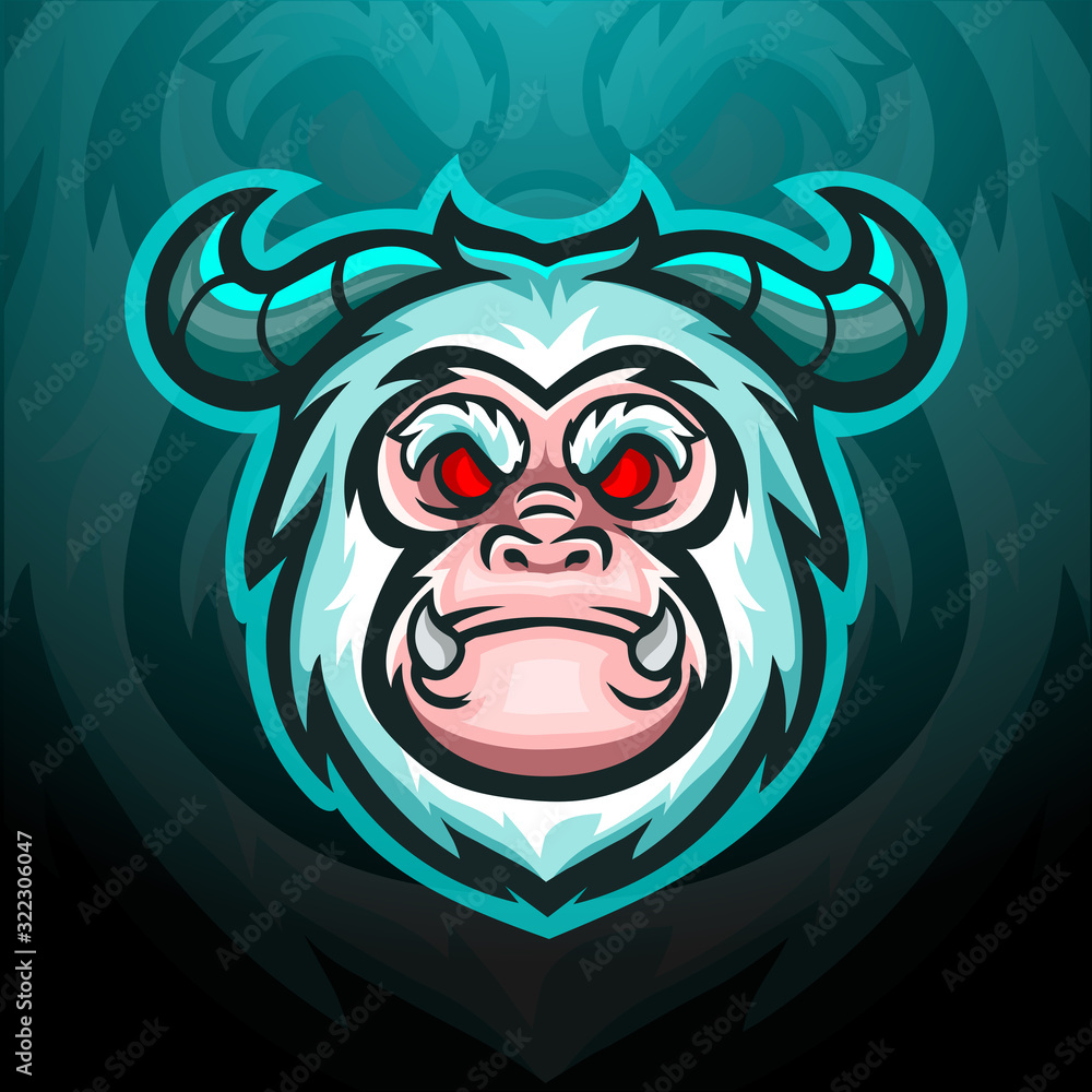 Obraz premium Yeti head mascot logo for electronic sport gaming logo 