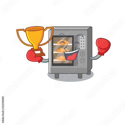 fantastic Boxing winner of oven cake in mascot cartoon design