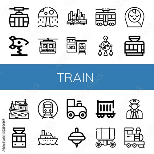 train simple icons set