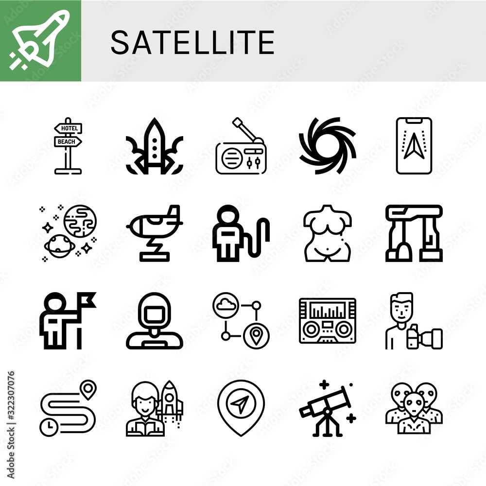 Fototapeta premium satellite simple icons set