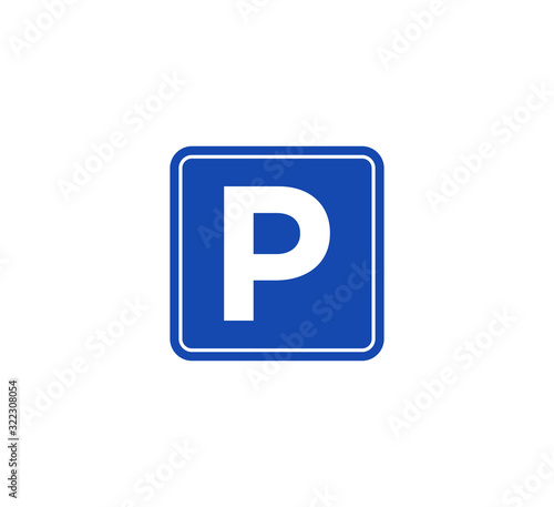 Parking sign icon flat style