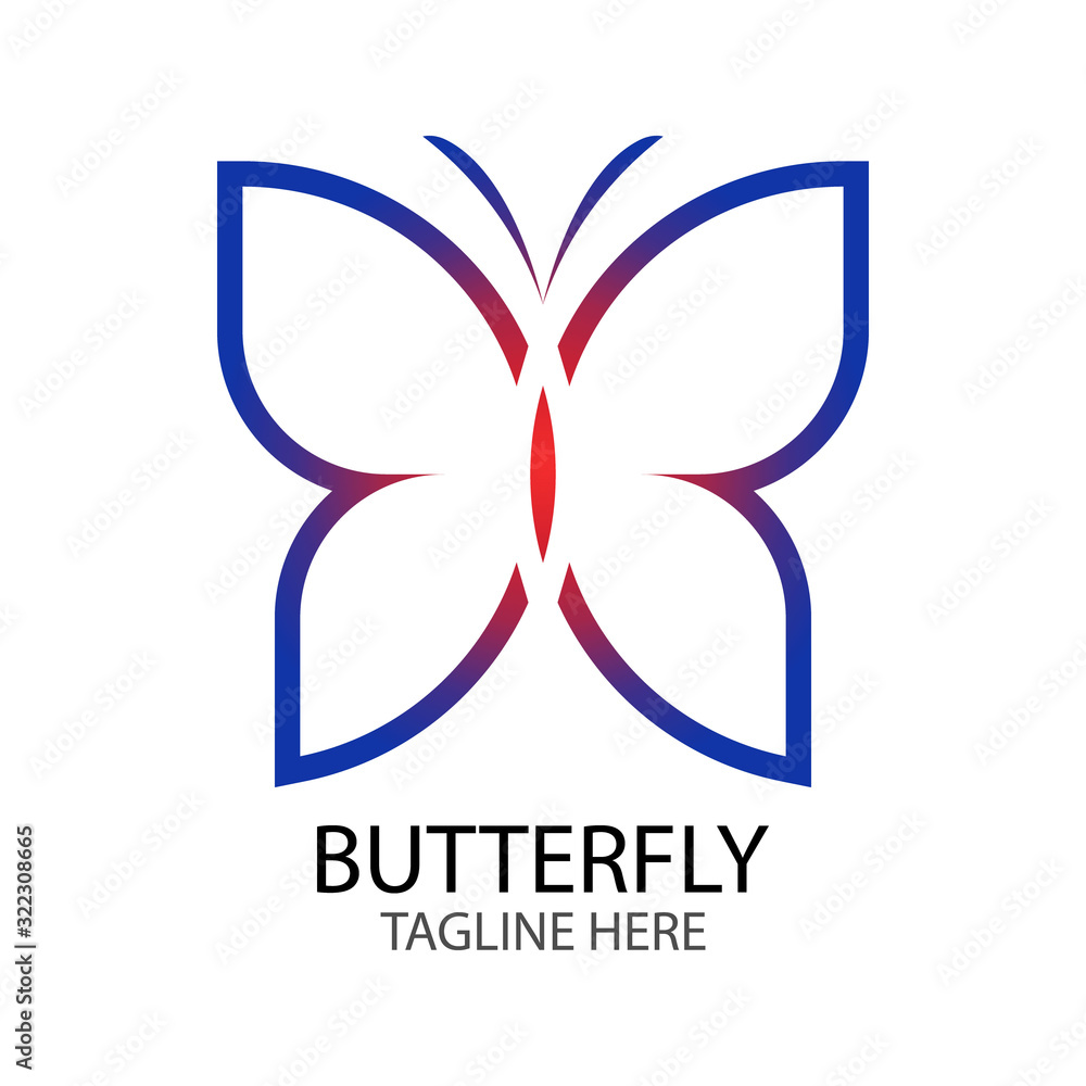 feminine butterfly-shaped logo, for a company logo or symbol