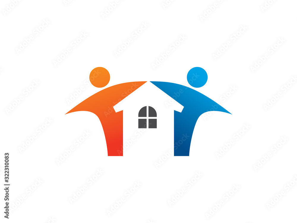 People and house logo symbol or icon template People and house logo symbol or icon template