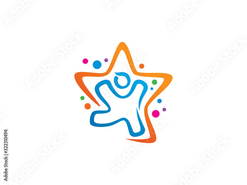 Star kids logo symbol or icon template