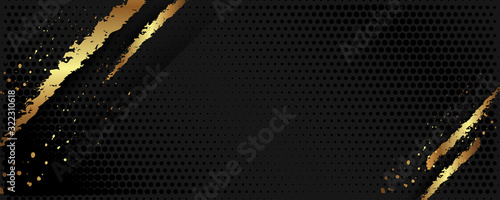 Abstract art gold design black background universal dressing luminous shiny color golden