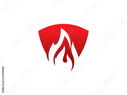 Fire shield logo template design, icon, symbol