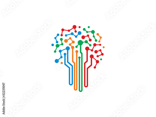 Tree Tech logo template design, icon, symbol