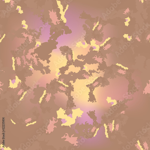 Desert camouflage of various shades of brown  yellow and pink colors