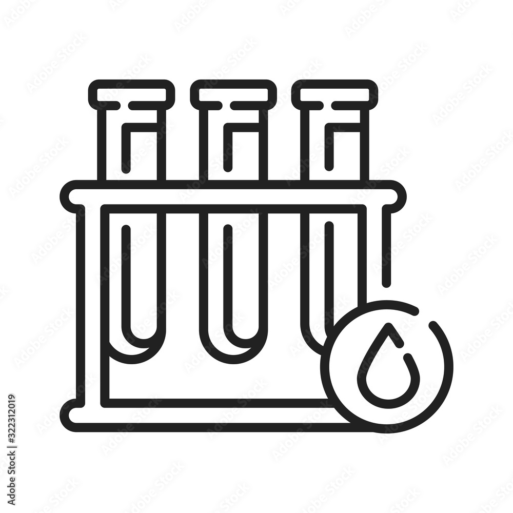 Blood in test tube black line icon. Medical and scientific concept. Laboratory diagnostics. Pictogram for web, mobile app, promo. UI UX design element. Editable stroke. Blood in test tube black line icon. Medical and scientific concept. Laboratory diagnostics. Pictogram for web, mobile app, promo. UI UX design element. Editable stroke.